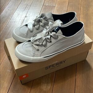 Sperry canvas lounge ribbon sneakers gray 8.5